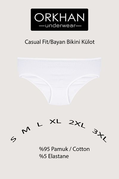 ORKHAN Women's Panties, Bikini, Panties, Women's Cotton, Daily Panties, Soft Fabric, Panties, Slip, Combed Cotton 7-Pack