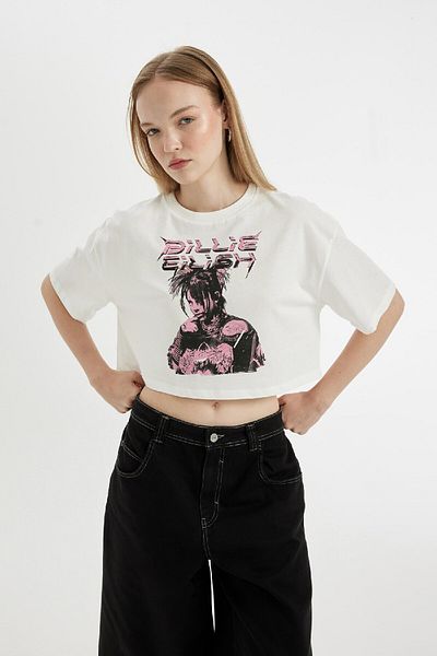 DeFacto Billie Eilish Cool Oversize T-Shirt - Crew Neck, Short Sleeve D1203Ax24Sm