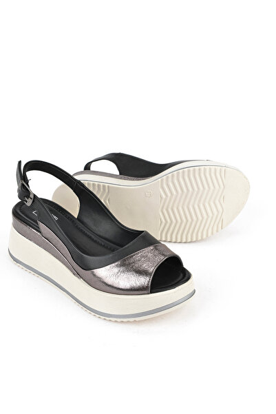 Ziya Women's Genuine Leather Wedge Heel Sandals 151992 Z50020 Black