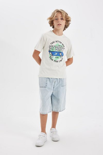 DeFacto Boy's Crew Neck Printed Short Sleeve T-Shirt D0441A824Sm