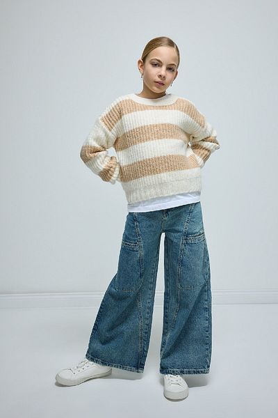 DeFacto Girl's Striped Crew Neck Knitwear Sweater A6009A824Wn