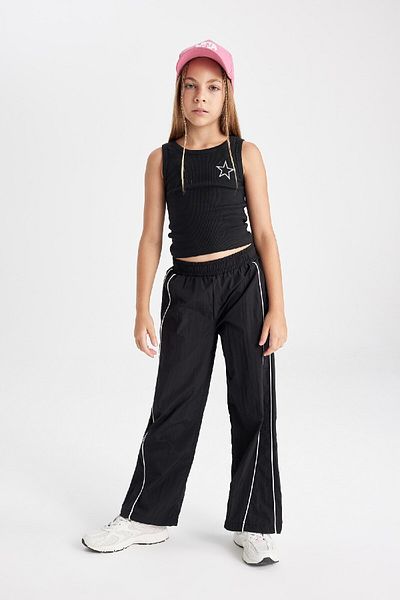 DeFacto Girl's - Wide Leg and Elastic Waist Black Trousers C8775A824Au