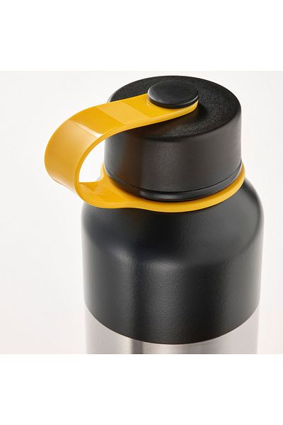 IKEA HETLEVRAD Insulated flask, stainless steel/black, 0.5 l