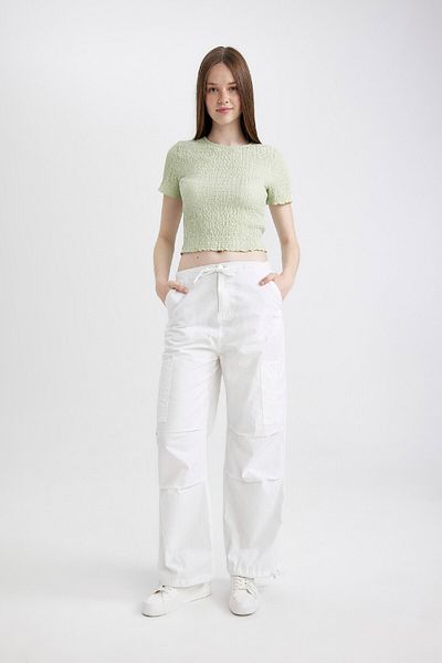 DeFacto Crew Neck Wrap Short Sleeve T-Shirt - A6179ax24sm