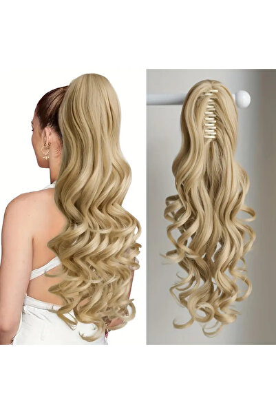 AKOLİFE شعر ذيل حصان بإبزيم أصفر ساخن - ملمس شعر حقيقي