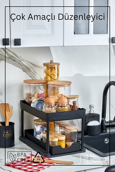 Espas Home 2-Tier Multi-Purpose Countertop Organizer - Black