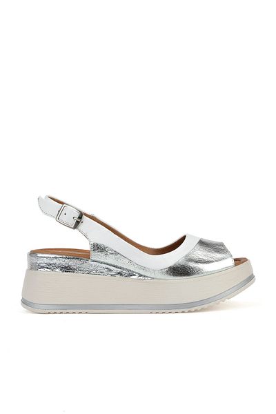Ziya Women's Genuine Leather Wedge Heel Sandals - White 151992 Z50020