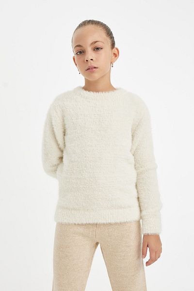 DeFacto Girl's Crew Neck Soft Textured Knitwear Sweater 3136541