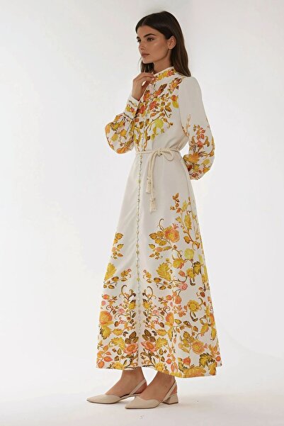 Hiccup Printed Long Sleeve Belted Maxi Dress