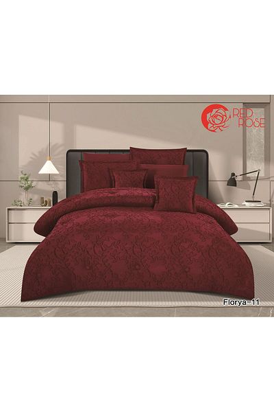 Red Rose Floria Microfiber Double Bedspread 8 Pieces