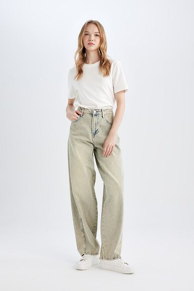 DeFacto Magas derekú Baggy Fit hosszú farmernadrág - mosott nadrág D0319AX24HS