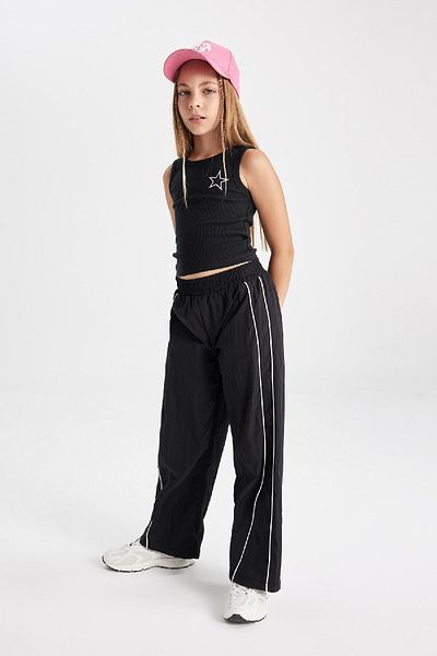 DeFacto Girl's - Wide Leg and Elastic Waist Black Trousers C8775A824Au