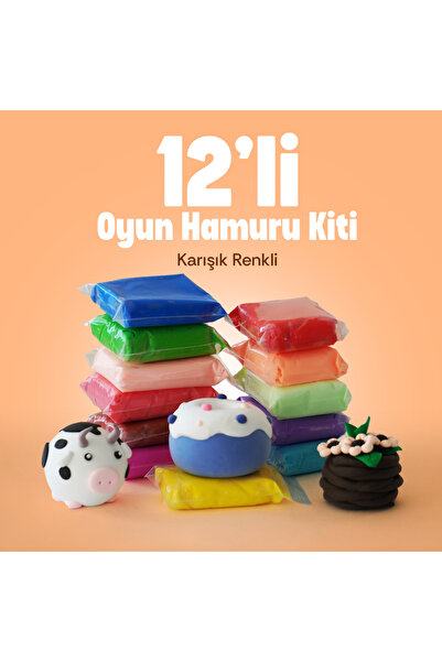 The Gookie Karışık Renkli Zıplayan Hava Ile Kuruyan Doğal Oyun Hamuru Kiti Anahtarlık Magnet - 12 Adet