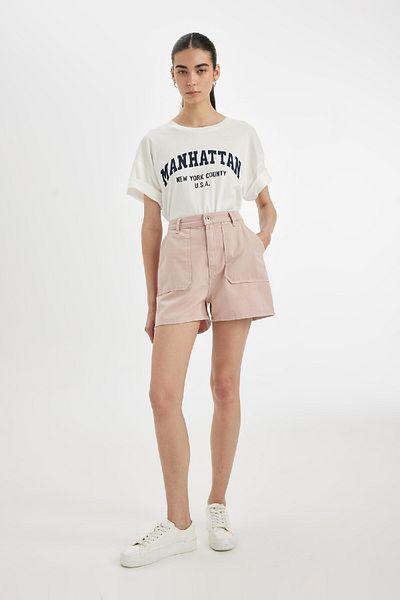 DeFacto Gabardine Mom-Shorts mit hoher Taille und kurzem Bein - D0042AX24HS
