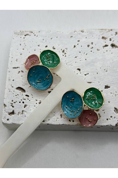 lysiaaccessory Three Color Design Steel Earrings