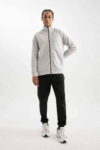 DeFacto Standard Fit Zippered Skuba Diver Fabric Pocket Athlete Cardigan D1895A
