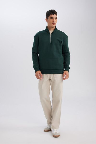 DeFacto Bequemes Sweatshirt mit Reißverschluss und Stehkragen, bequem, normale Passform, X7405az24au