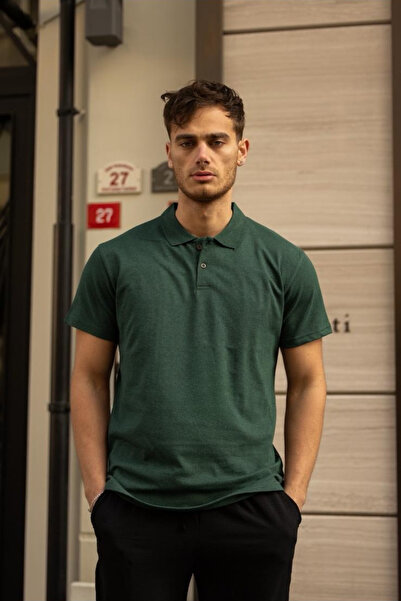 GOLEM Men's Pique Fabric Polo Neck T-Shirt, Men's Casual Classic T-Shirt