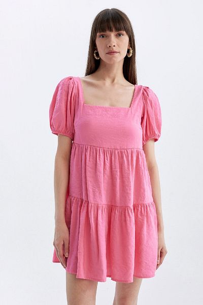 DeFacto Φόρεμα Midi Babydoll με τετράγωνο λαιμό - κοντομάνικο C5291AX24HS