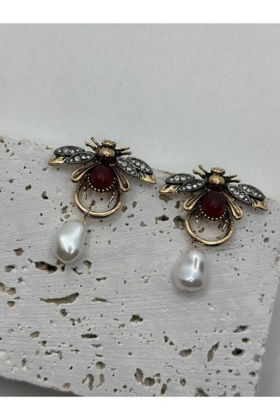 lysiaaccessory Brand Model Pearl Bee Earrings
