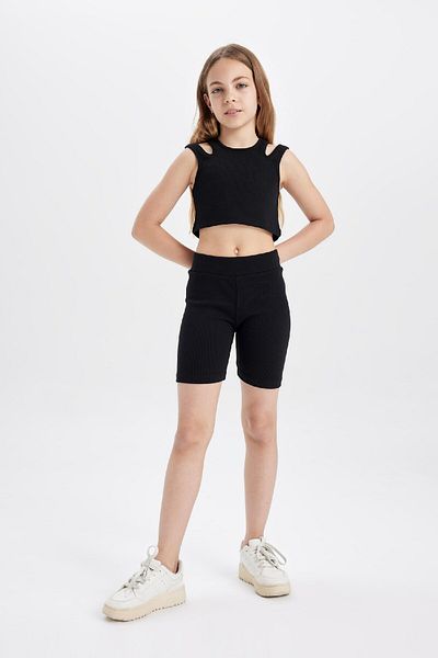 DeFacto Girls' 2-Piece Set Ribbed Camisole Athlete Tights D0178A824Hs