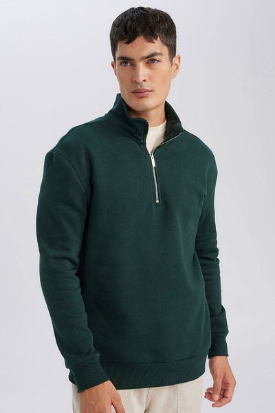 DeFacto Bequemes Sweatshirt mit Reißverschluss und Stehkragen, bequem, normale Passform, X7405az24au
