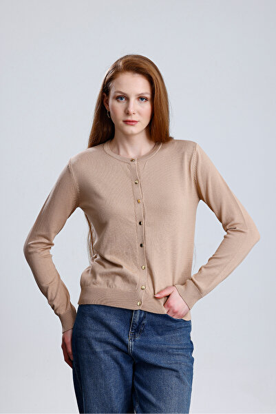 NEER Bisiklet Yaka Düz Uzun Kollu Kadın Triko Hırka