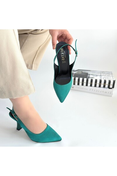 BESKAR Ester Turquoise Satin High Heels