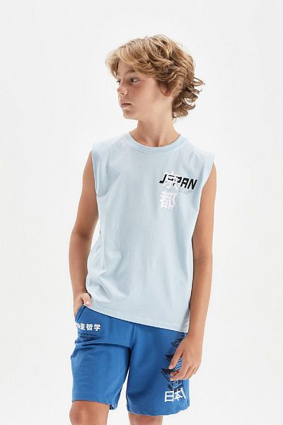DeFacto Chłopięcy tank top z okrągłym dekoltem i nadrukiem - D0779A824HS