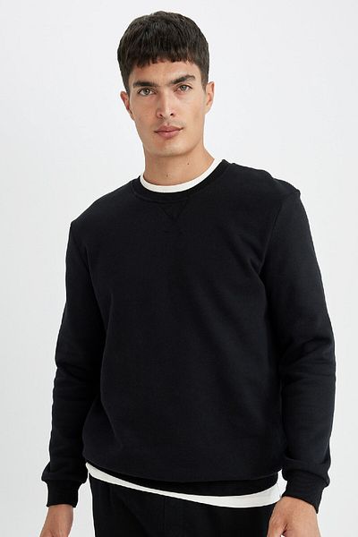 DeFacto Obyčejná mikina Regular Fit Crew Neck Thick Basic T3777Az24Au