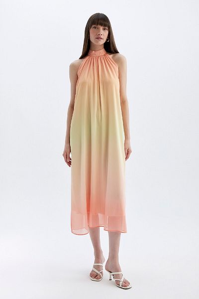 DeFacto Neckholder-Maxikleid aus Chiffon mit Farbverlauf - Ärmellos, A-Linie - D0003AX24HS