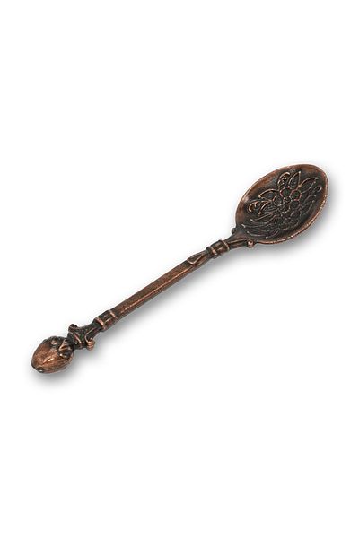 DMT COPPER HOME Gaziantep Rose Motif Teaspoon Set of 12 Copper Color Zamak with Bun Head