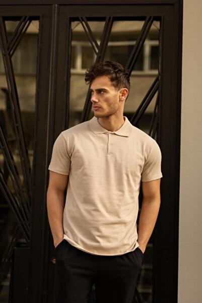 GOLEM Men's Pique Fabric Polo Neck T-Shirt, Men's Casual Classic T-Shirt