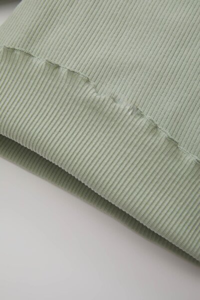 DeFacto Floral Print Ribbed Long Sleeve T-Shirt and Elastic Waist Bottom for Baby Girl - Y1122A224Au