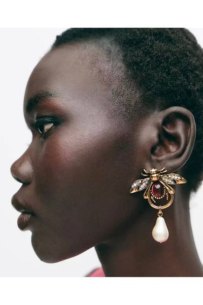 lysiaaccessory Brand Model Pearl Bee Earrings