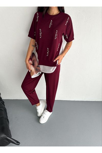 sportiness Pearl Terry Cotton Garnish Modal Fabric Track Suit