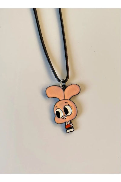 mos&more Pembe Tavşan Suni Deri Kayışlı Unisex Çocuk Kolye