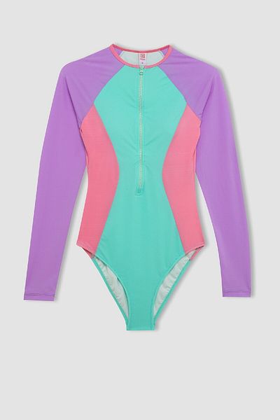 DeFacto Langarm-Surf-Badeanzug mit Reißverschluss-Fall In Love D1072axns