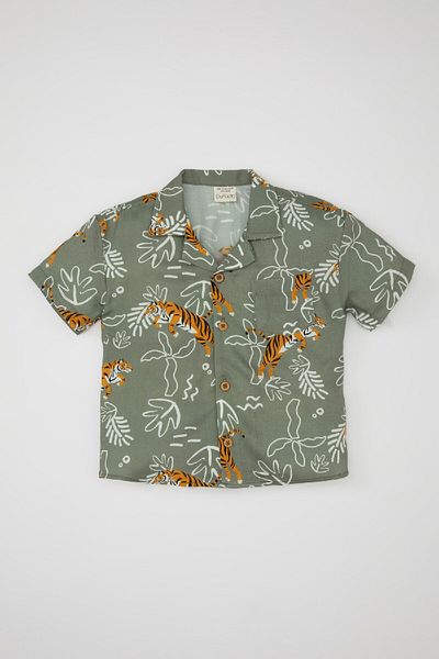 DeFacto Baby Boy Patterned Apache Collar Short Sleeve Shirt - D1876A524Sm