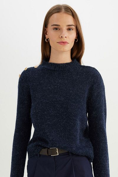 DeFacto Regular Fit Soft Textured Crew Neck Knitwear Sweater C9075Ax24Wn