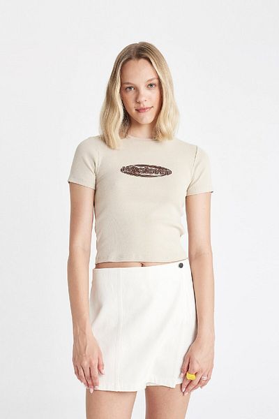 DeFacto Tricou cu mânecă scurtă cu imprimeu cu gât roșu D1985ax24sm