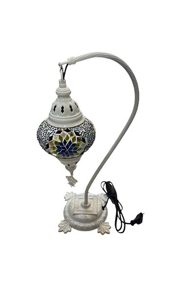 seymenbıçakçılık Ottoman Turkish Mosaic Lamp Model 15 Swan Neck Table Lamp
