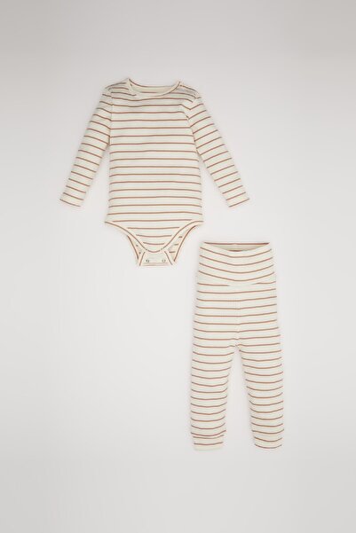 DeFacto Baby Boy 2 Piè Ribbed Camisole Body Fit Sleeves Snap Fastener Elastic...