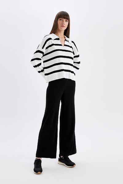 DeFacto Flare Fit Knitwear Trousers - Wide Leg, Straight Waist Elastic T8004Az24Wn