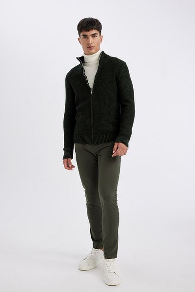 DeFacto Standard-Passform, normaler Schnitt, halber Rollkragen, Strickjacke mit Reißverschluss, R1195az24wn