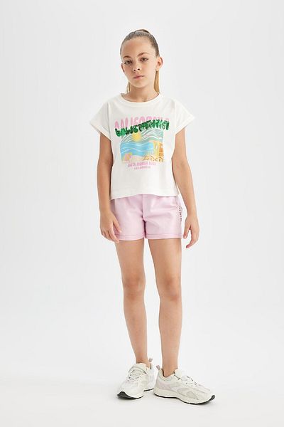 DeFacto Girl's Printed Elastic Waist Shorts D0905A824Hs