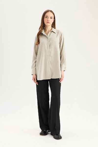 DeFacto Relax Fit Basic Straight Modal Langarmshirt Tunika D1299AX25SP