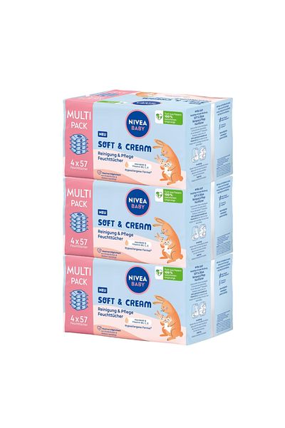 NIVEA Servetele umede Nivea Soft Cream, 12 pachete x 57, 684 buc
