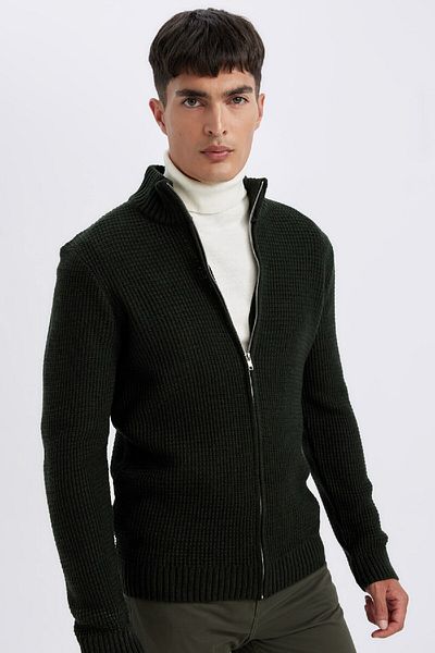 DeFacto Standard-Passform, normaler Schnitt, halber Rollkragen, Strickjacke mit Reißverschluss, R1195az24wn