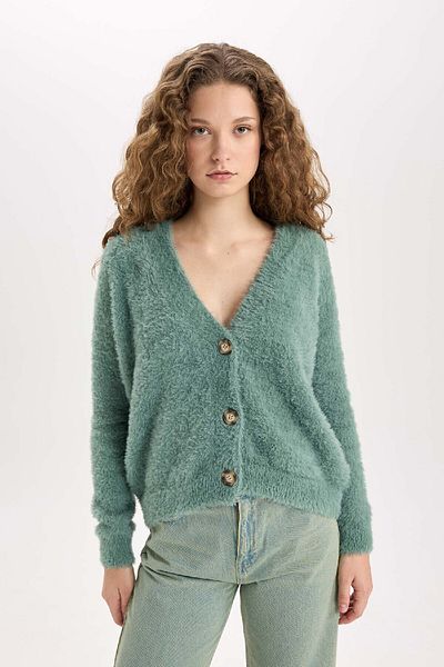 DeFacto Übergroße Strickjacke mit breiter Passform und V-Ausschnitt K7886azns